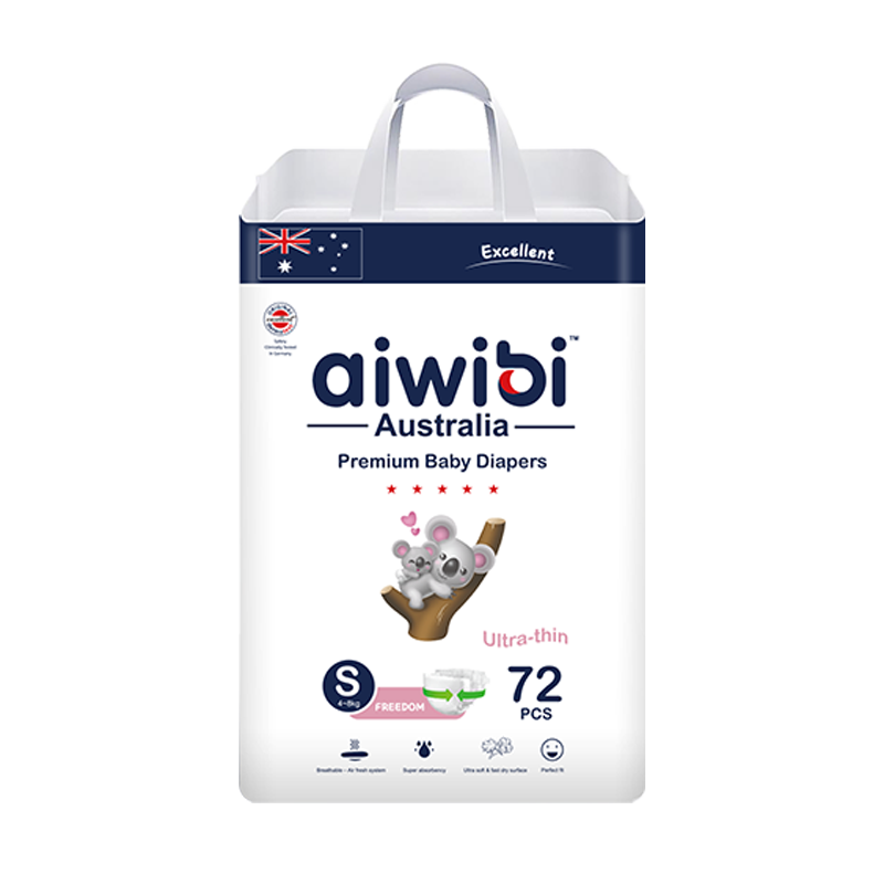 Aiwibi Light Feather Baby Diapers, Size S, 72Pcs